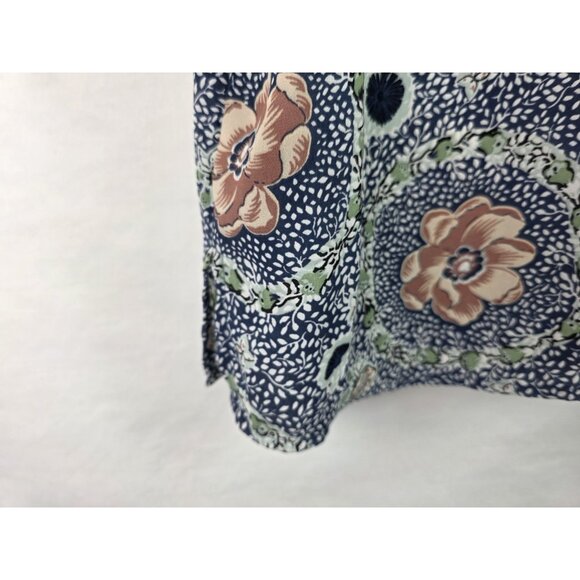 Loft Outlet Top Women's Size XL Blue Floral Bow Short Ruffle Sleeve Blouse Shirt - Picture 8 of 14